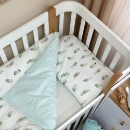 Set lenjerie de schimb pentru patut bebe 3 piese Mix Feather verde menta (3)